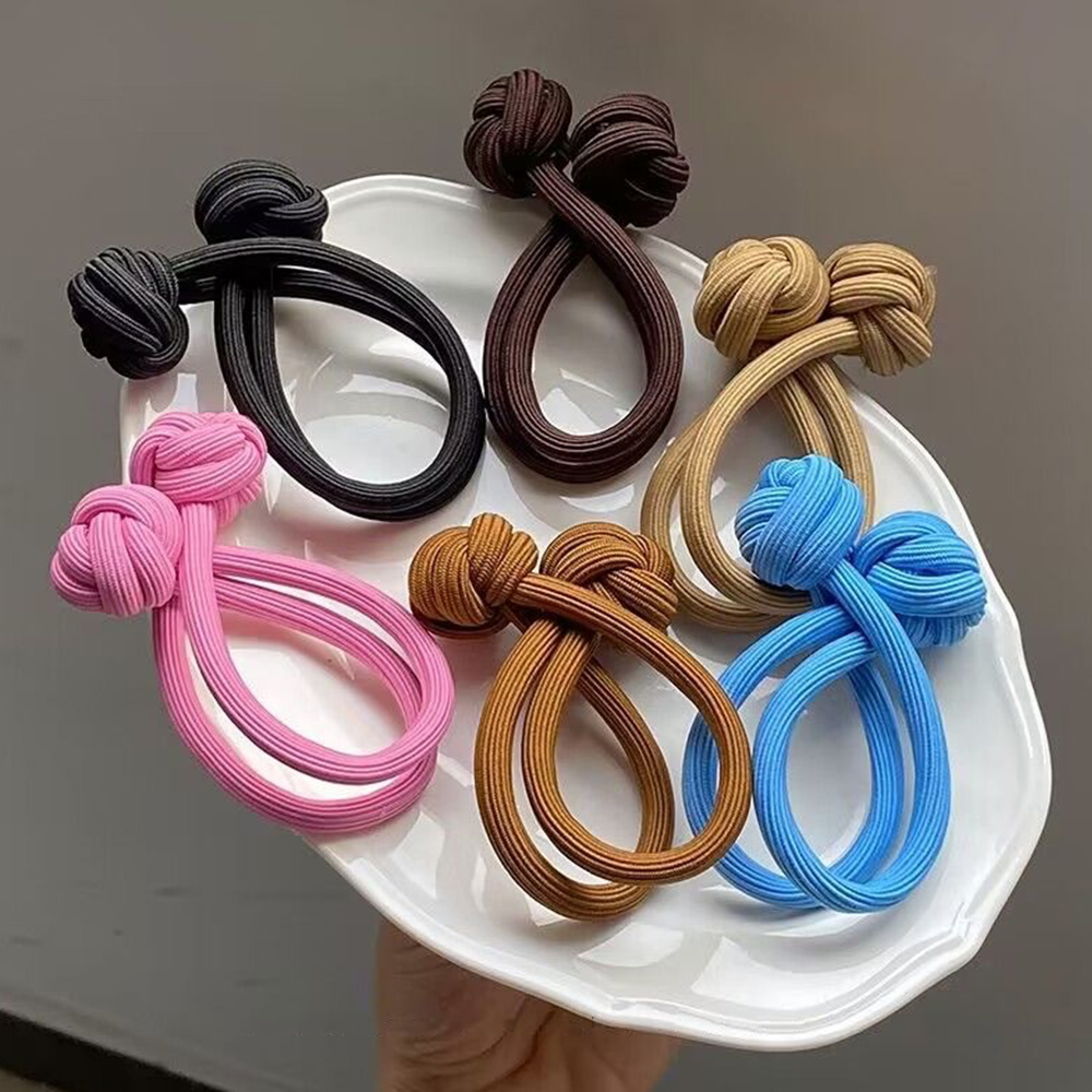 Gomas elásticas para el pelo con nudo Simple para mujer, soporte para cola de caballo, bandas de goma gruesas, diademas de Color sólido, accesorios para el cabello
