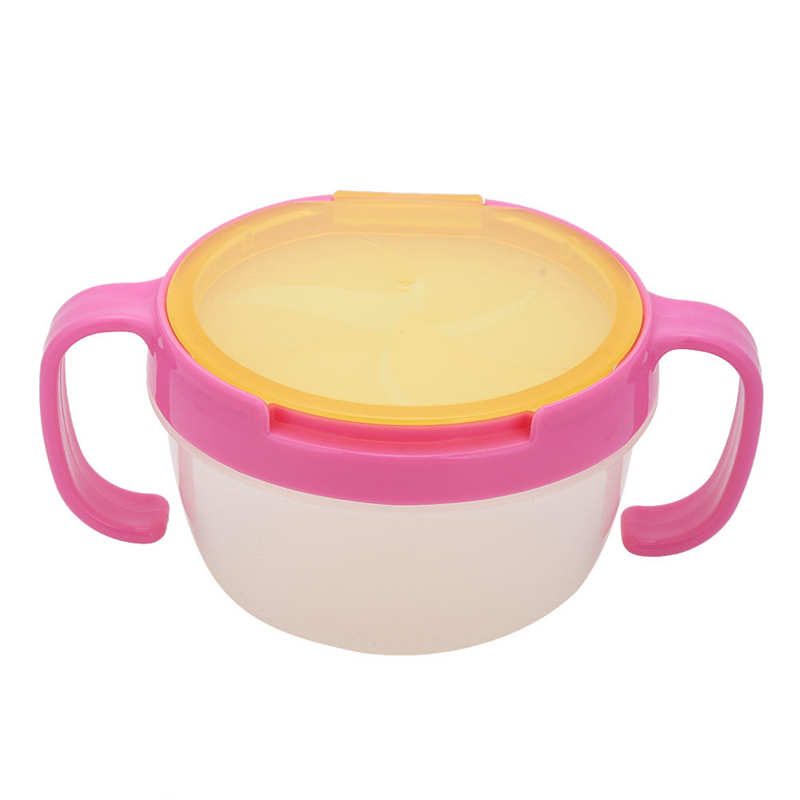 Baby Bowl Children Food Storage BPA Free Dual handle Spill-proof Food Bowl with Flaps Kids Tableware: Red