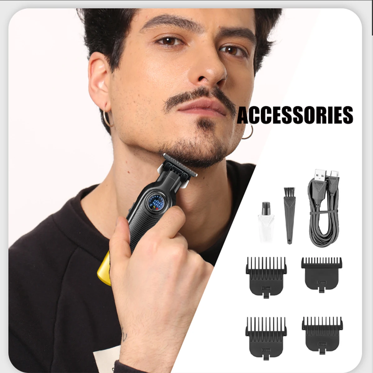 Nueva cortadora de pelo corporal de Metal degradado VGR 996, cortadora de pelo eléctrica para hombres, pantalla Digital inteligente LED, empujador de tallado en casa