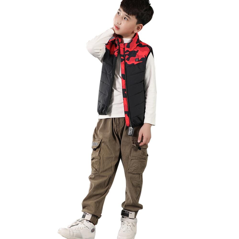 Winter Kinder USB Elektrische Heizung Jacke Warme Kleidung Jacke Für Skifahren Winter Wärme Jacke Xiaomi Mantel Heizung Für kind: Rot / 170