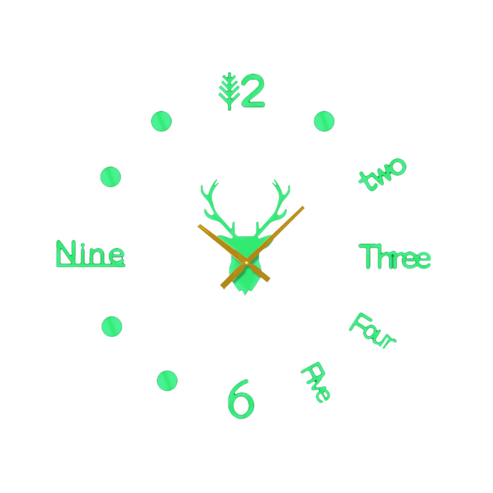 Night Light Wall Clock 3D DIY Frameless Wall Decoration Clock Luminous Stickers Non-Ticking DIY Wallclock Sticker Living Room: B