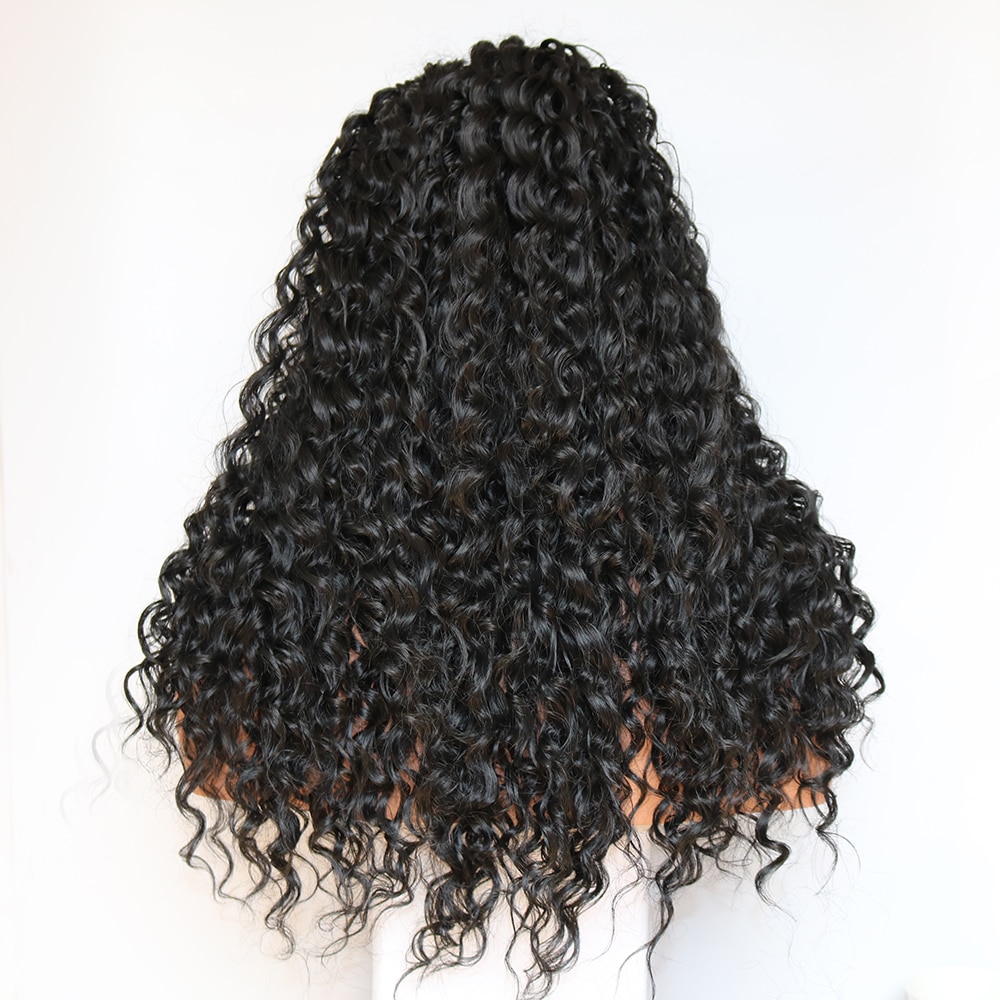 Fantasy Beauty-Peluca de pelo sintético con malla frontal prearrancada, 180% Denstiy, sin pegamento, rizada, fibra resistente al calor, con pelo de bebé