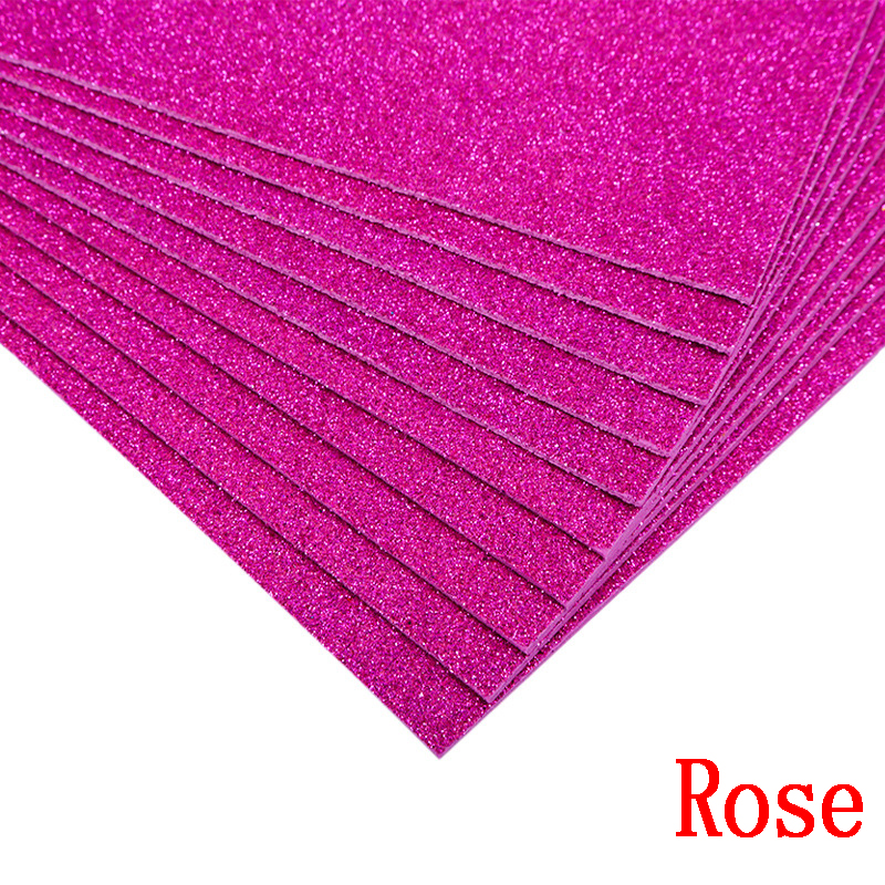 5sheets Glitter Foam Paper Sparkles Paper for Children's Craft Activities DIY Cutters Flash Handcraft Foam Paper Without Glue: Rose