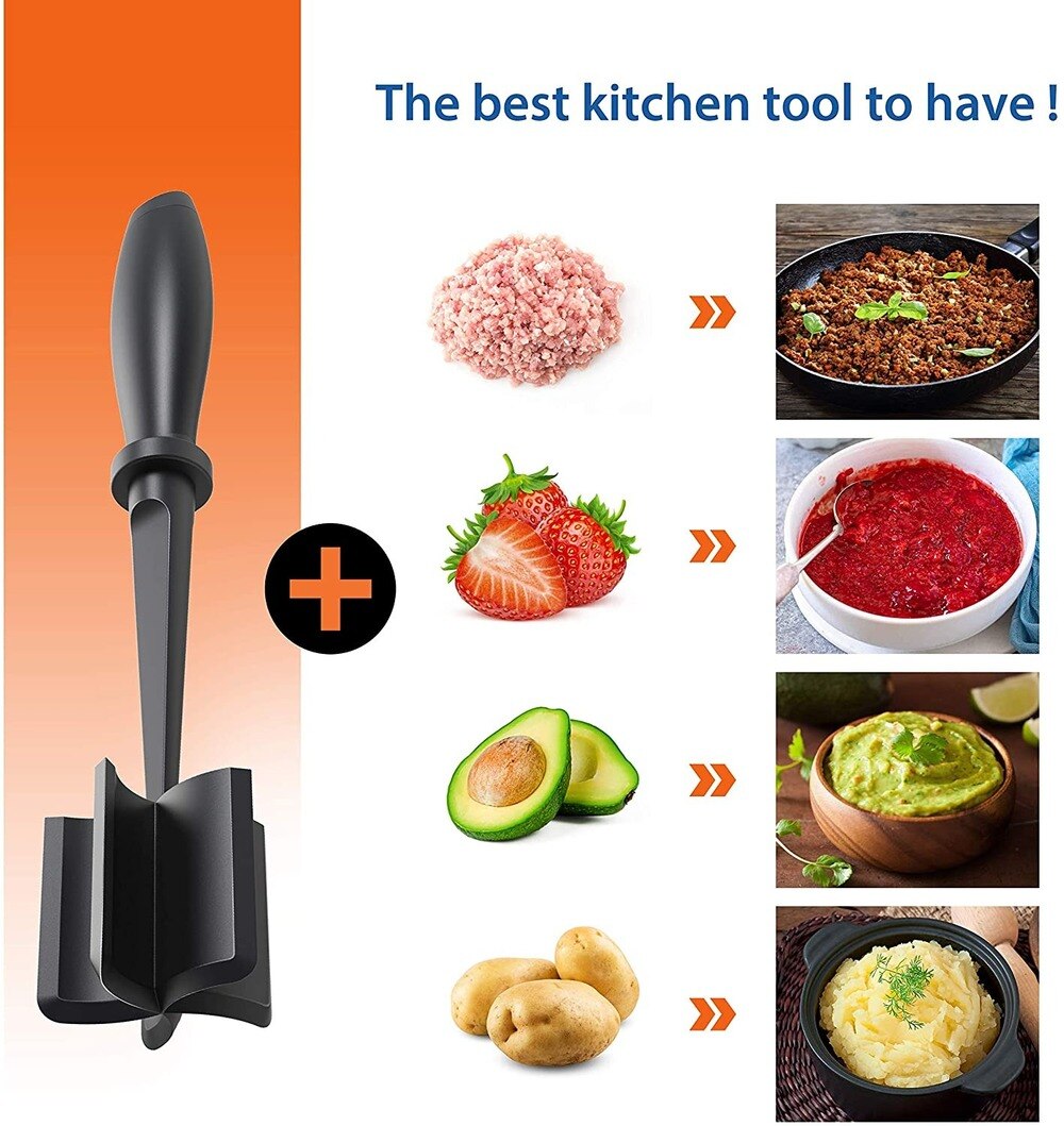 Multifunctional Heat Resistant Meat Masher Nylon Hamburger Chopper Ground Meat Chopper Utensil Non Stick Cookware