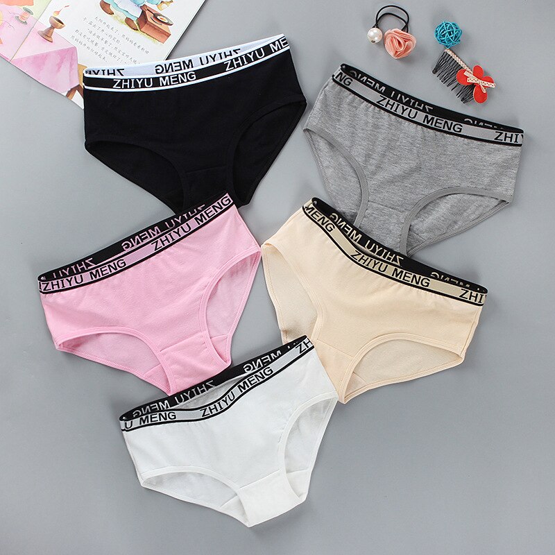 4Sets/lot Teen Girls Underwear Soft Padded Cotton Letter Print Bra Set for Young Girls for Yoga Sports 8-14years