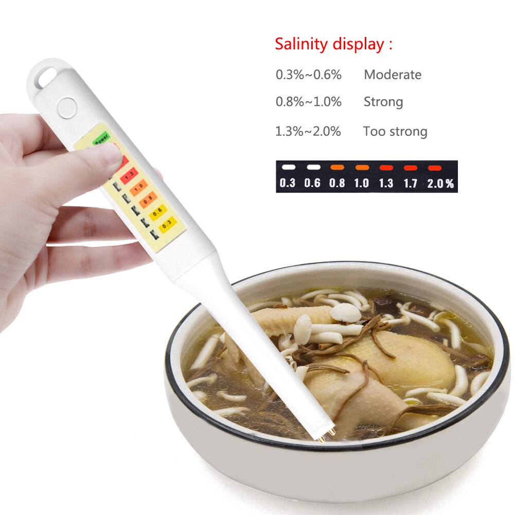 Electronic Food Salinity Tester Pen LED Indicator Food Salt Analyzer Detector Soup Salinometer Concentration Meter for Kitchen