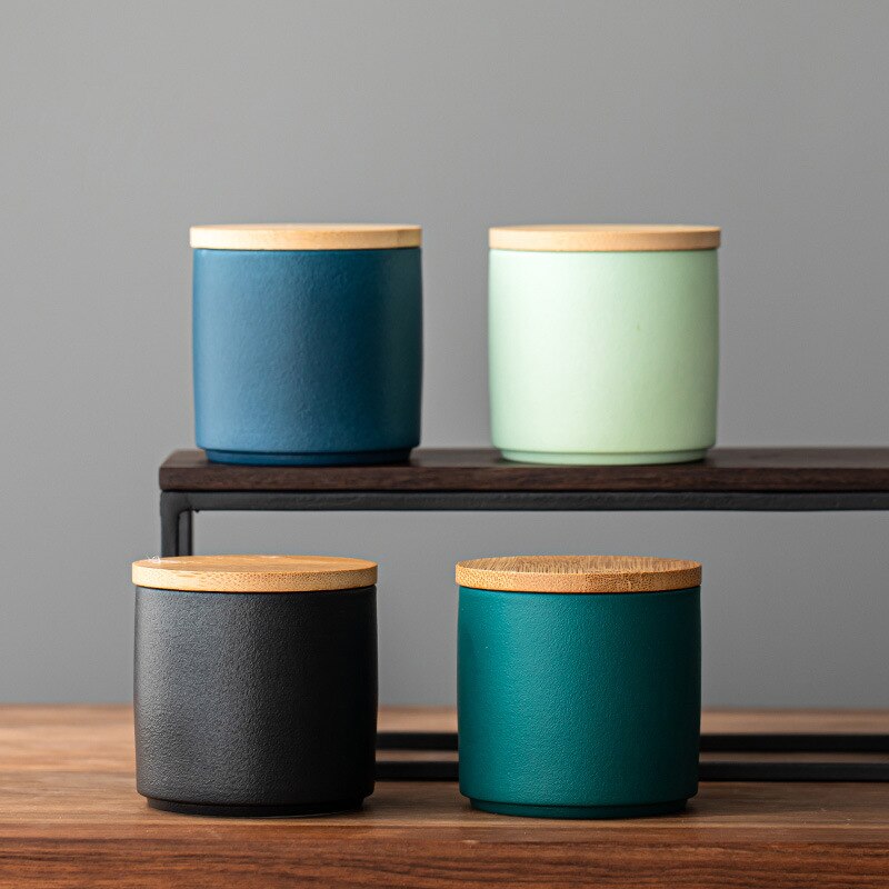 Mini Japanese Sealed Tea Box Ceramic Container Portable Travel Flower Tea Coffee Sugar Storage Jars