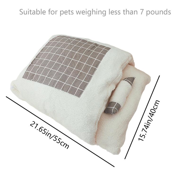 Schlafsack für Katzen, warme Katze, Kuschelsack, Hund, Katze, Winter, Wärmer Schlafsack, Plüsch, weiches Haustierbett, waschbar, halbgeschlossener Sack für