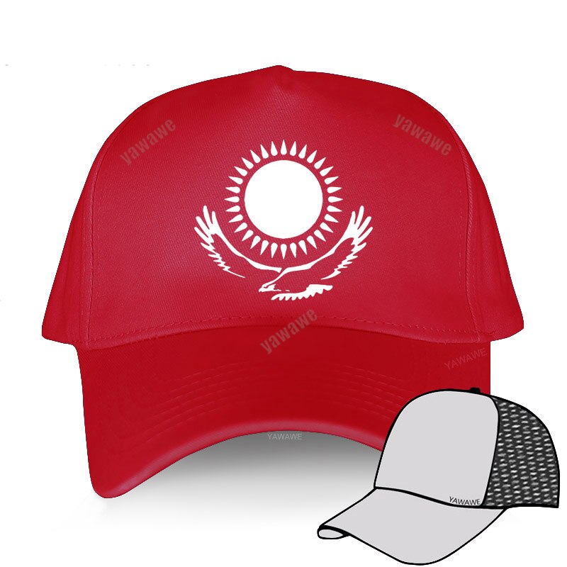 Kazakhstan women cool baseball caps country nations Kazakh flag Kazakhstani KAZ Qazaqstan print men hats Adjustable: red mesh