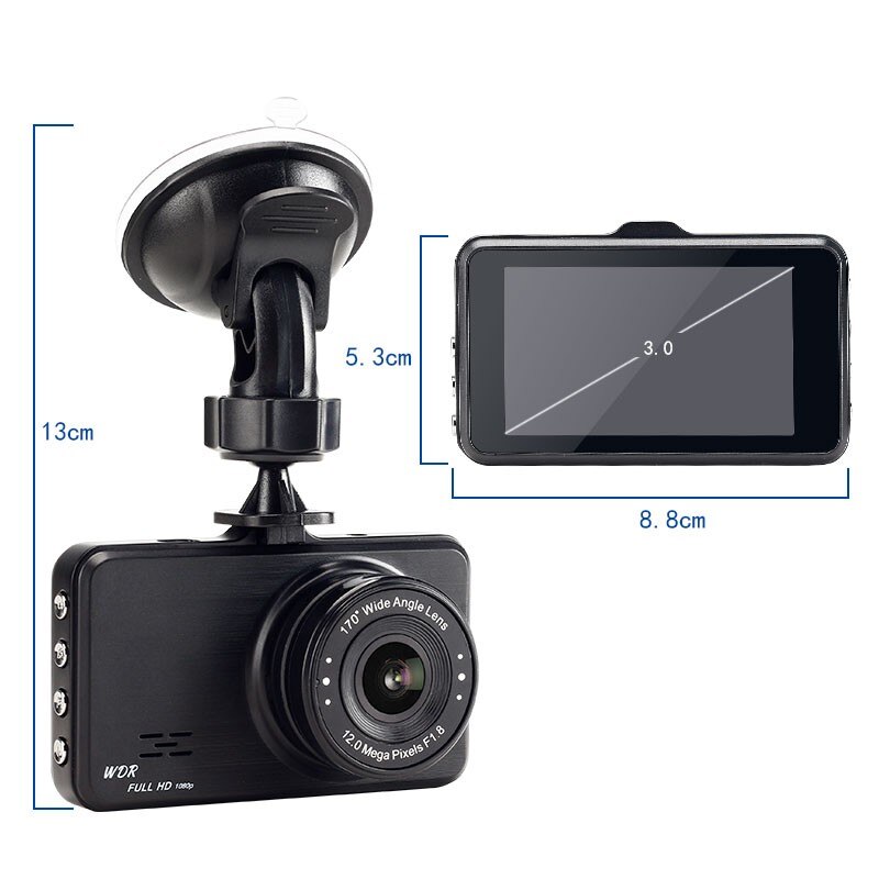 Caméra de tableau de bord 1080P, grand Angle 170 °, dashcam, dashcam, enregistreur de vue arrière, 3 pouces, Full HD, enregistrement en boucle, Vision nocturne, capteur G