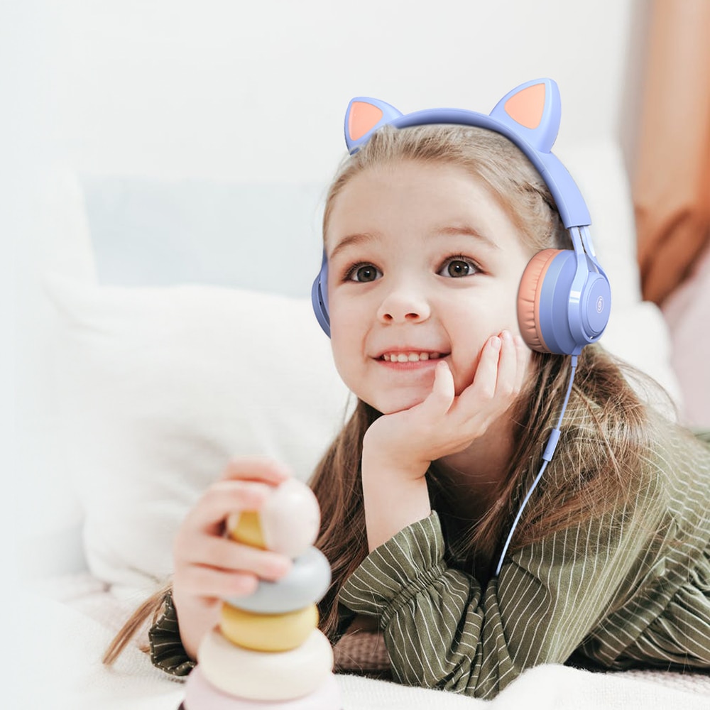 Słuchawki przewodowe ucho kota słuchawki douszne dla dziecka Kid Girls Boys 85db tryb dla dzieci ochrona słuchu słuchawki nauszne do telefonu Laptop