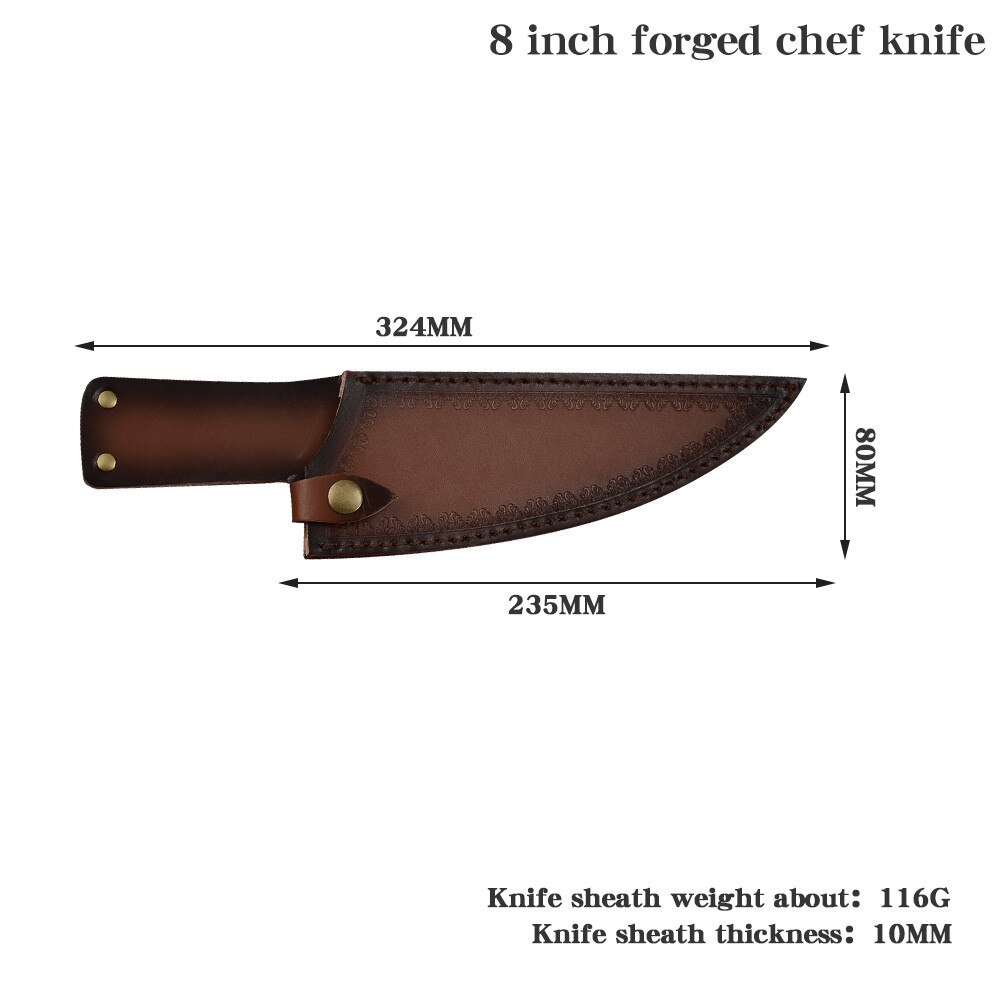 ZINZUO Kitchen Knife Edge Guards Case Leather Covers Sheath For Forged Butcher Boning Knife Blades Chef Knife Tied To Belt Tools: A.8 inch chef