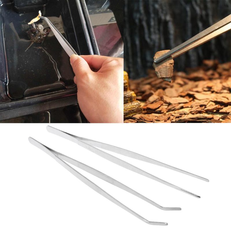 & 2 Stuks 30 cm Reptiel Voeden Tang Pincet Klem Gebogen Rvs Feeder Clip APR29