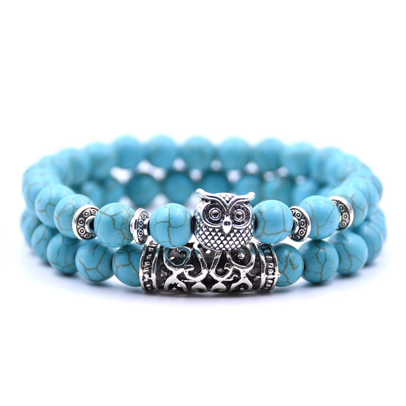 2 Stks/set Mode Paar Tijgeroog Steen Armbanden Armbanden Klassieke Zwart Wit Natuurlijke Lava Stenen Charm Bead Armband Vrouwen Mannen: 1