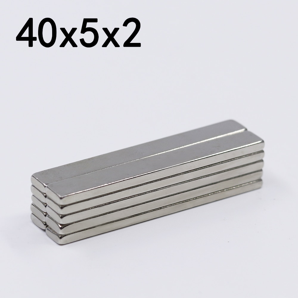 2/5/10/50 Stuks 40X5X2 Neodymium Magneet 40Mm X 5Mm X 2Mm N35 Ndfeb Blok Super Krachtige Sterke Permanente Magnetische Imanes