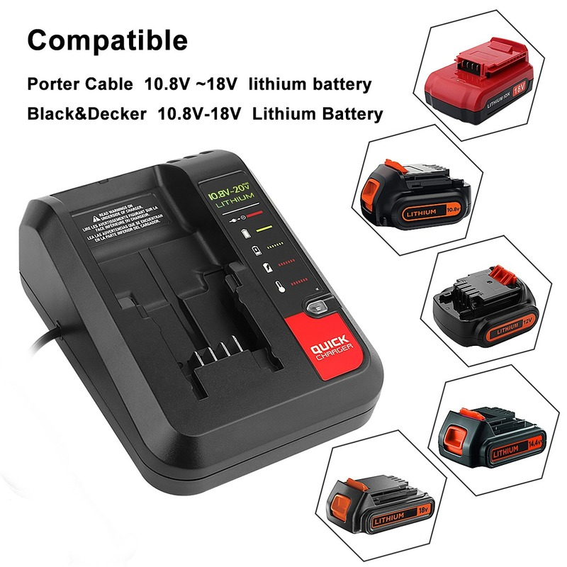 Li-ion Battery Charger For Black Decker 20v charger For Porter Cable/Stanley 10.8V 14.4V 18V PCC690L L2AFC FMC690L FMC688L 686L