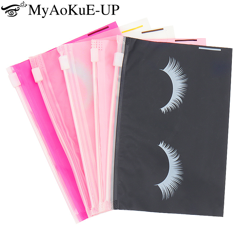 Bolsas para el cuidado posterior de pestañas con cremallera, bolsa de maquillaje para artículos de tocador, herramienta de belleza de viaje cosmética, suministros de extensión de pestañas, 10 Uds.