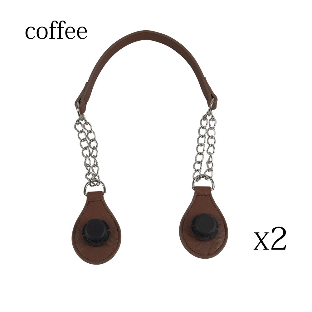 1 par de mangos de cadena de cuero PU TANQU largos con cadena de Metal doble con extremo de lágrima para bolsa O para bolsa de mujer EVA Obag: coffee