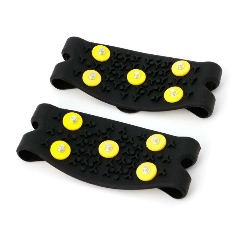Garras de hielo antideslizantes Unisex, clavos para escalar, sujeción de los zapatos de madera contrachapada, juego de botas, 1 par de 5 clavos de silicona