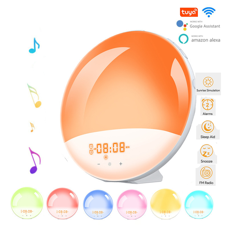 Réveil intelligent WiFi avec Radio FM, alarme de jour de travail, veilleuse numérique, application Tuya, fonctionne avec Alexa Google Home: Default Title