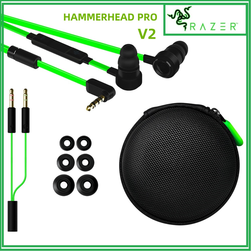 Razer Hammerhead PRO V2-hoofdtelefoon Bedraad Draagbaar Stereo Muziek Bass In-ear Sportoortelefoon 3,5 mm met microfoon Handsfree bellen Telefoon