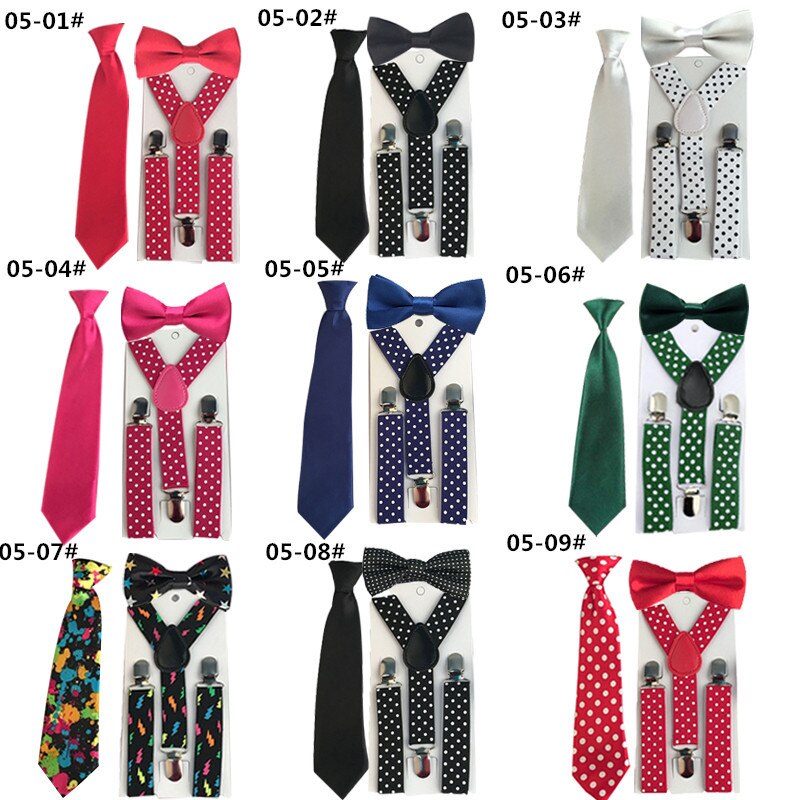 Kids Girls Unisex Adjustable Necktie Suspender Y-Back Braces Bowtie Wedding HHtr0005a04