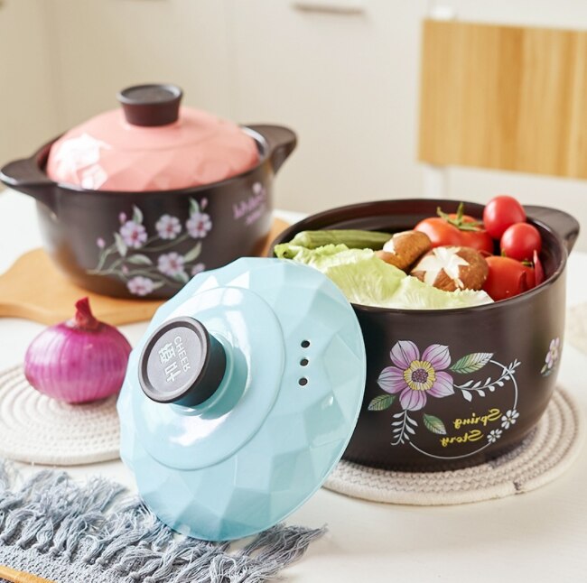 Casserole stew pot crock pot soup pot clay pot ceramic small casserole porridge open fire gas casserole soup home 3 sets