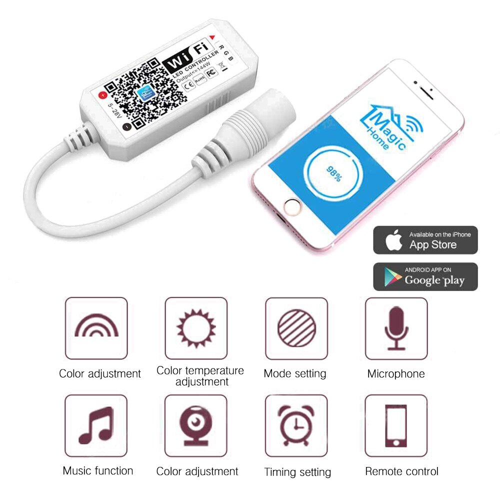 Wifi Mini Rgb Bluetooth Controller Dc 5V 28V Mini Muziek Bluetooth Controller Led Strip Smart Controller Voor Rgb rgbw Led Strip Z