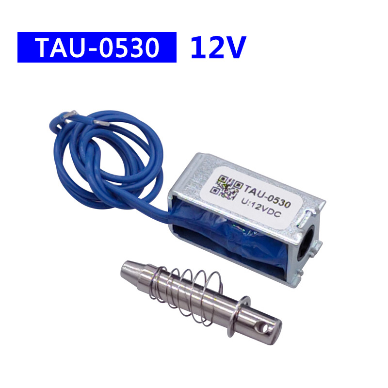 Magnetisk solenoid  dc 6v 12v 24v tryk-og-træk åben ramme elektromagnet tau -0530 tau -0530t holdekraft 700g: Guld