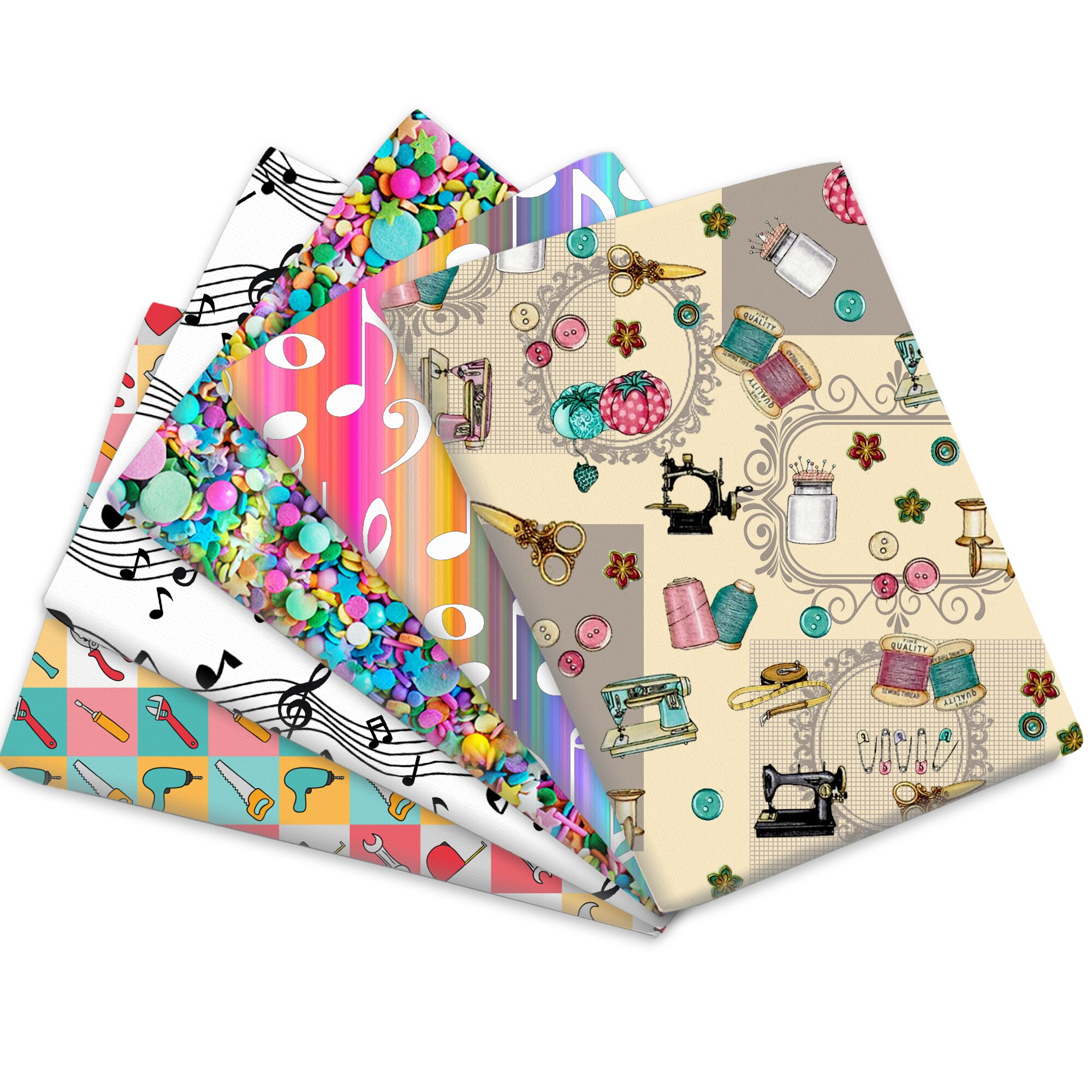 Tela de algodón con de música Candy, tejido de retales para coser, acolchado, costura, DIY, 50x145CM, 1Yc7436