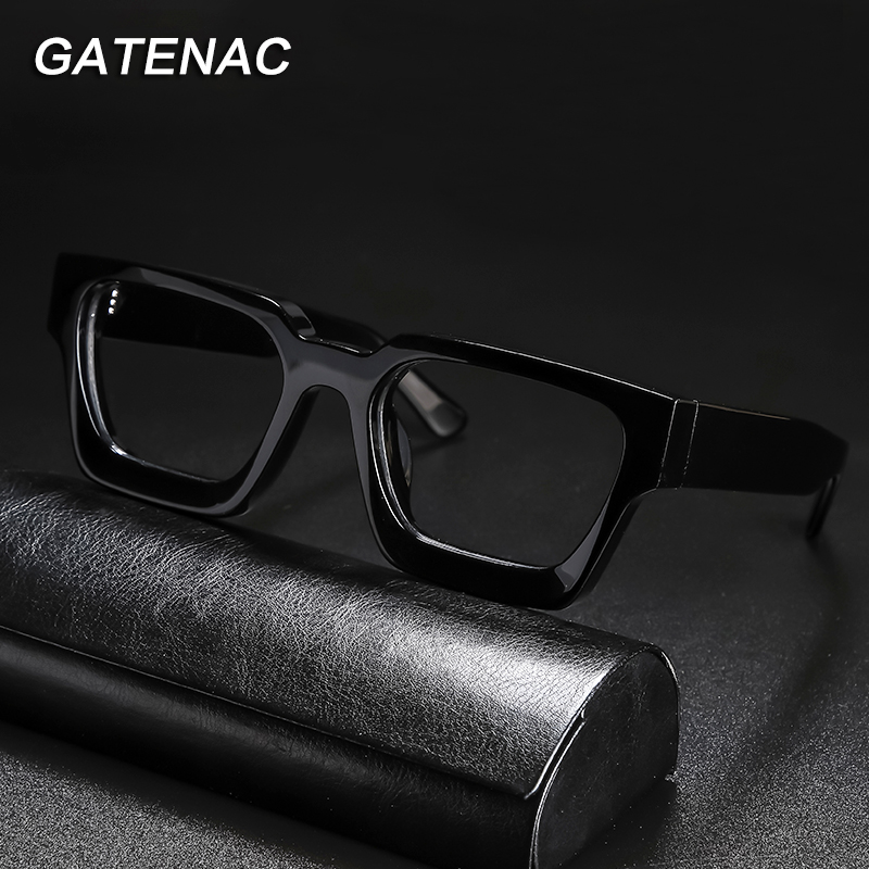 Gafas graduadas de acetato Vintage para hombre y mujer, lentes cuadradas transparentes para miopía, montura de lujo Retro
