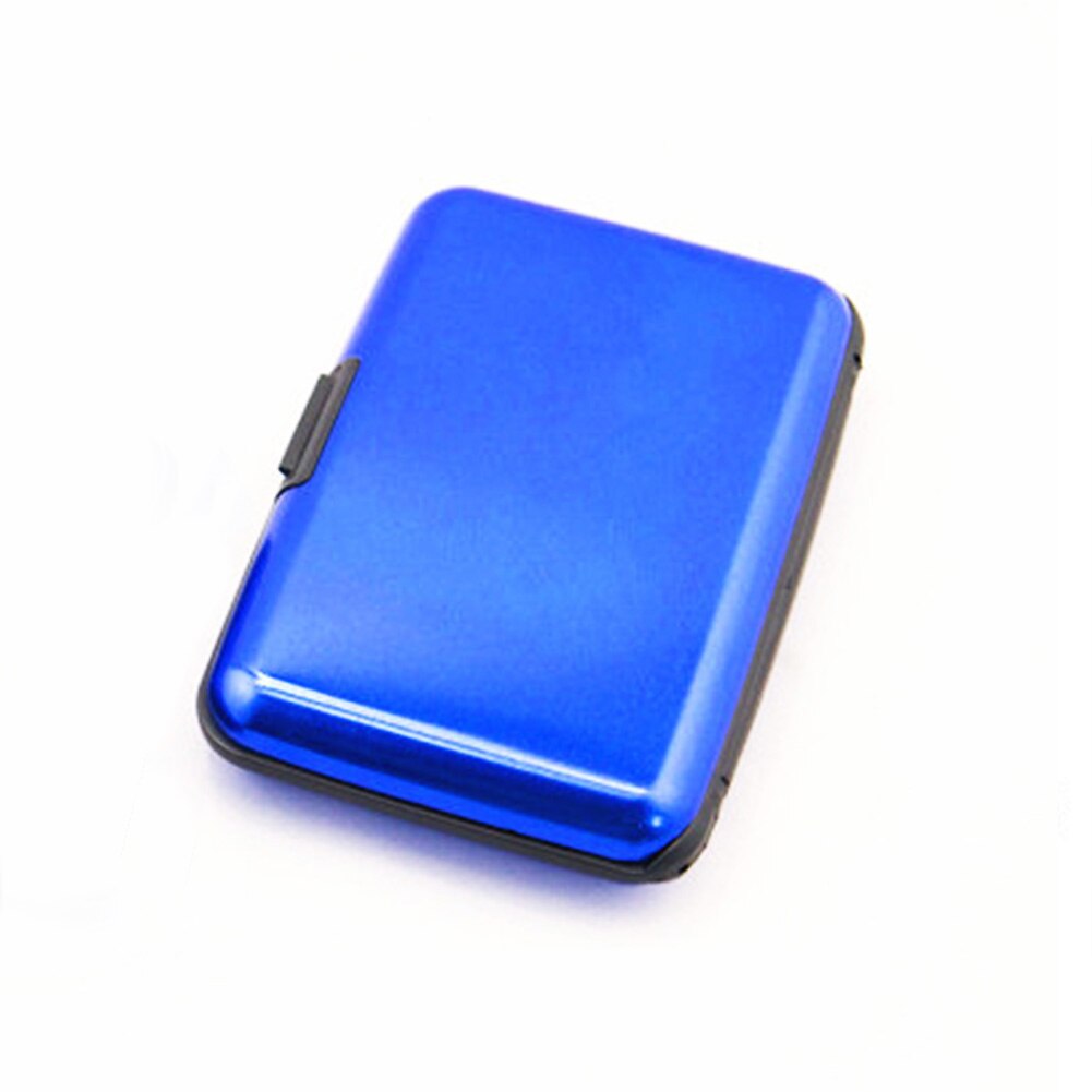 1pcs Aluminum Metal Waterproof Box Case Business ID Credit Card Holder Wallet: Blue