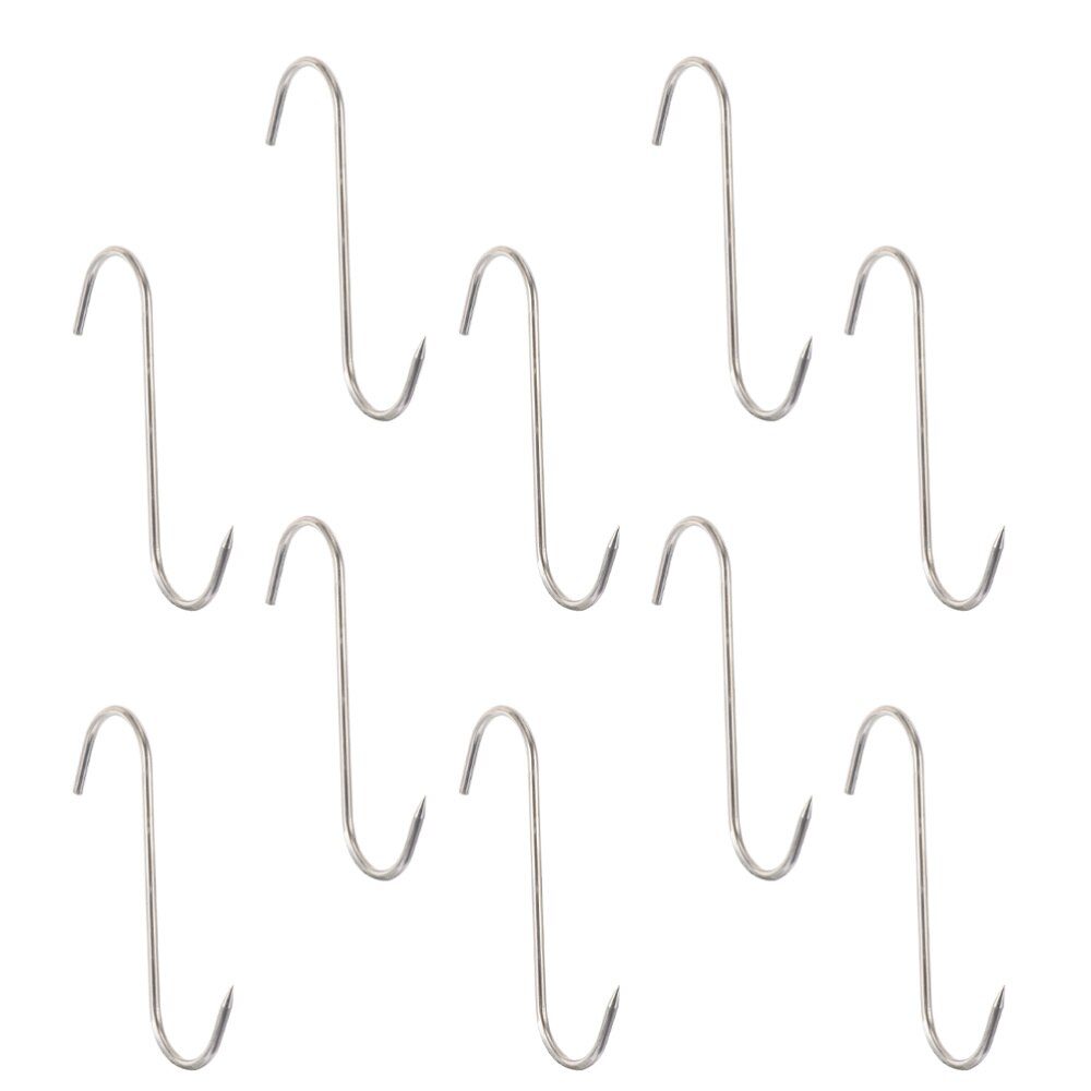 10Pcs Meat Hooks Stainless Steel Wall Hooks S-Shaped Hooks Kitchen Gadget