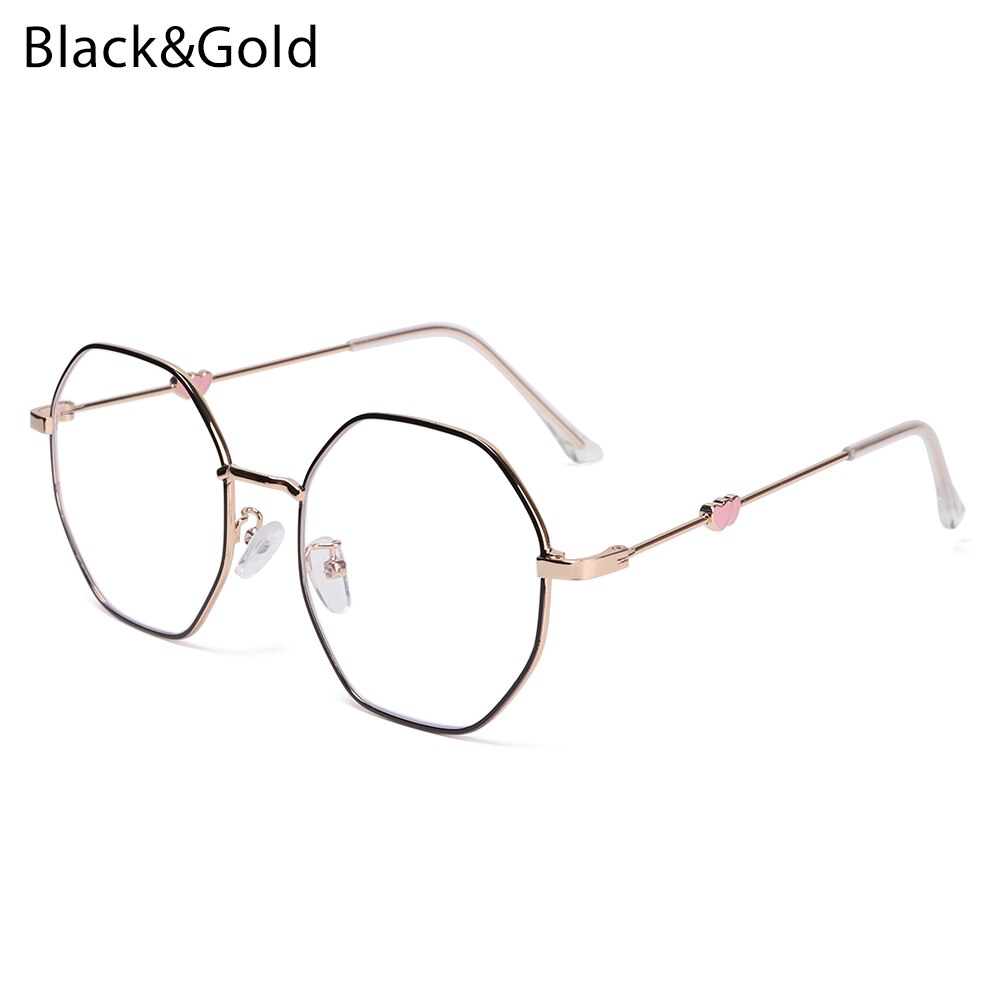 Classic Blue Light Blocking Glasses Women and Men Retro Round Metal Optical Eyeglasses Anti Eyestrain Computer Gaming Glasses: black gold