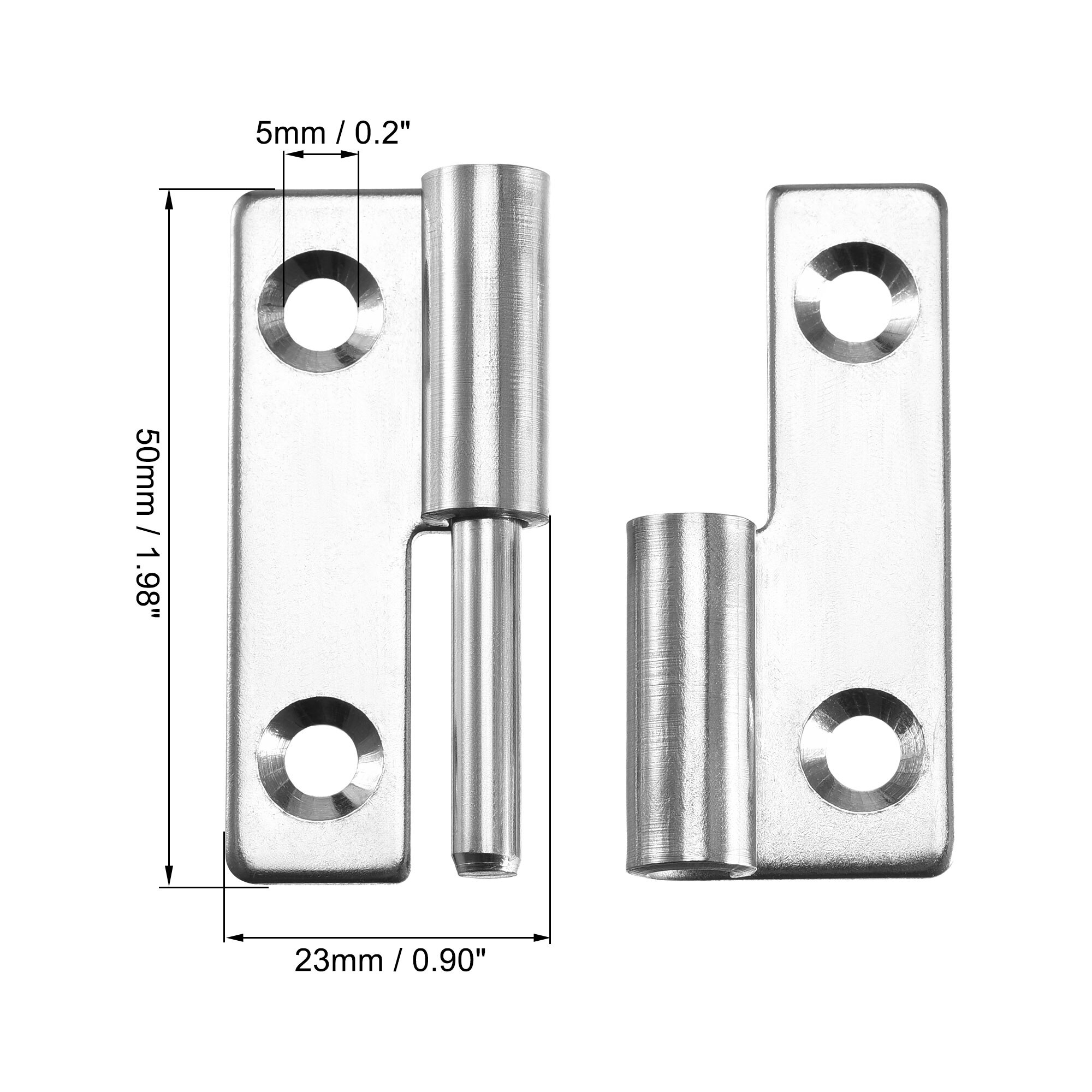 Uxcell Lift Off Hinge , Right Handedness Mini Stainless Steel Hinge Detachable Slip Joint Small Flag Hinges 50mm Long
