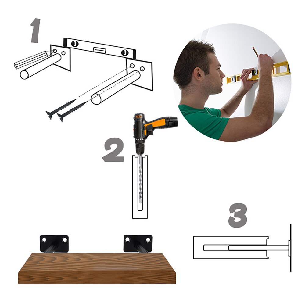 Solid Floating Shelf Bracket Shelf Wall Mounting Home Concealed Floating Wall Shelf Support Stainless Steel Bracket