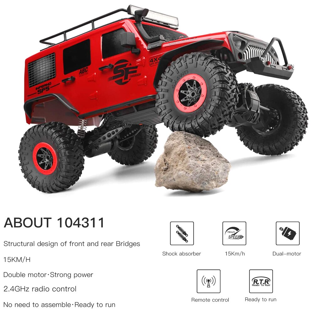 104311 Rc Auto 2.4G 1/10 4WD Auto Geborsteld Motor Afstandsbediening Hoge Snelheid Off-Road Crawler auto Model Lbv