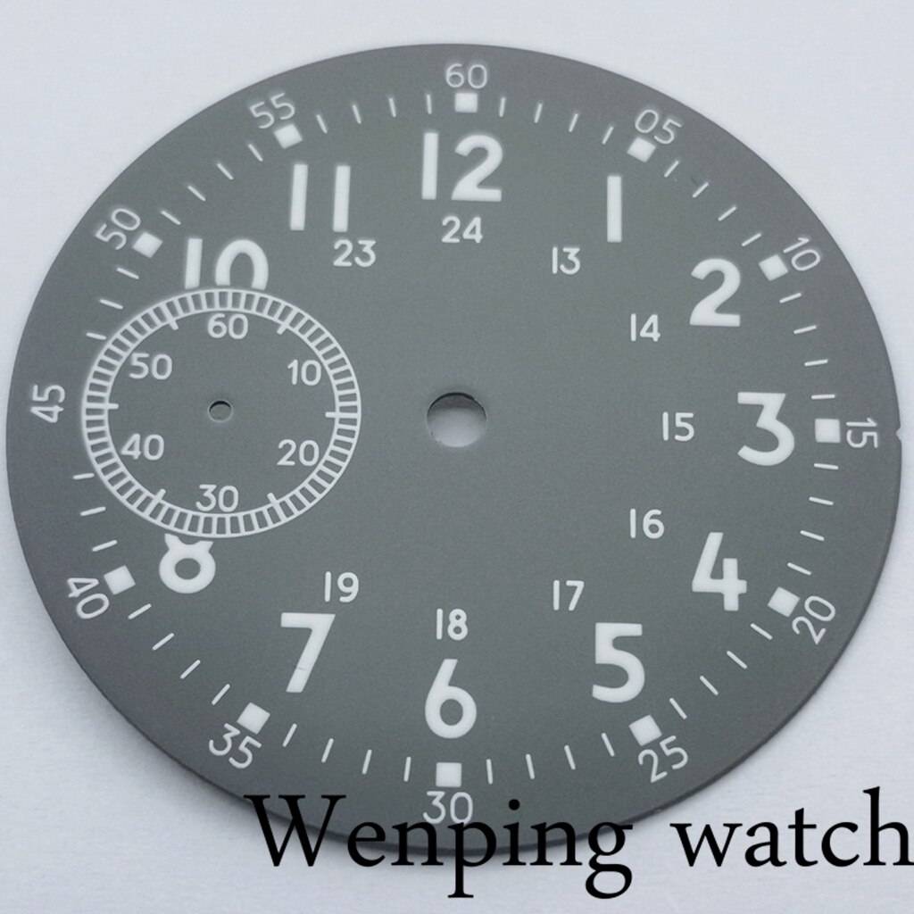 Corgeut 38.9Mm Steriele Grijs Wijzerplaat Luminous Marks Fit Eta 6497 Zeemeeuw St36 Beweging