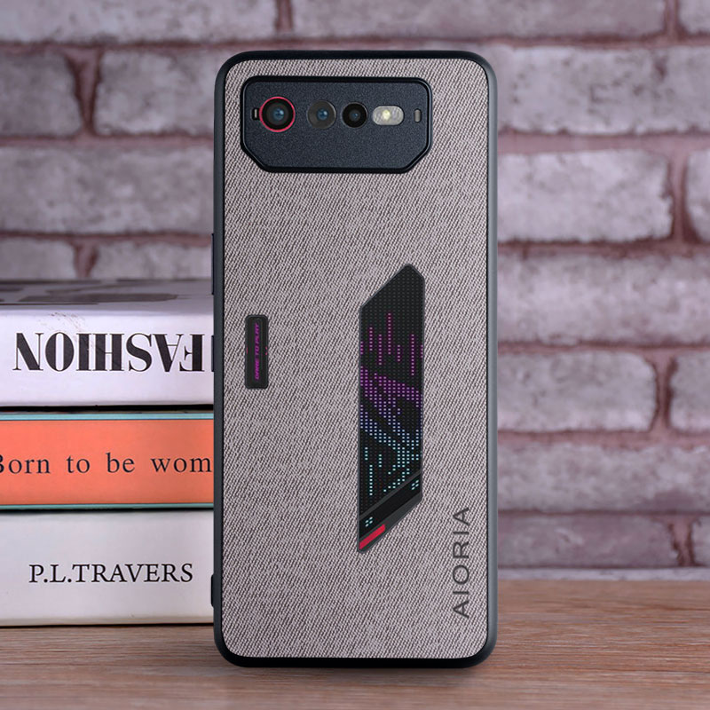 Hoesje Voor Asus Rog Telefoon 7 Coque Luxe Textiel Lederen Zachte Funda Telefoonhoes Voor Asus Rog Telefoon 7 Case Capa: Zilver