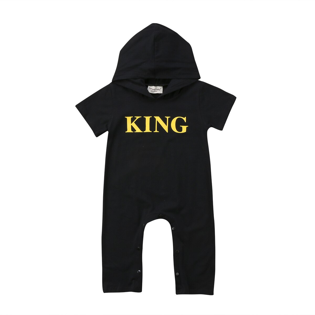 Fahion Boy Newborn Infant Baby Boy Kid King Short Sleeve Hooded Romper Jumpsuit Clothes Outfits 0-24M: Black Short Sleeve / 24M