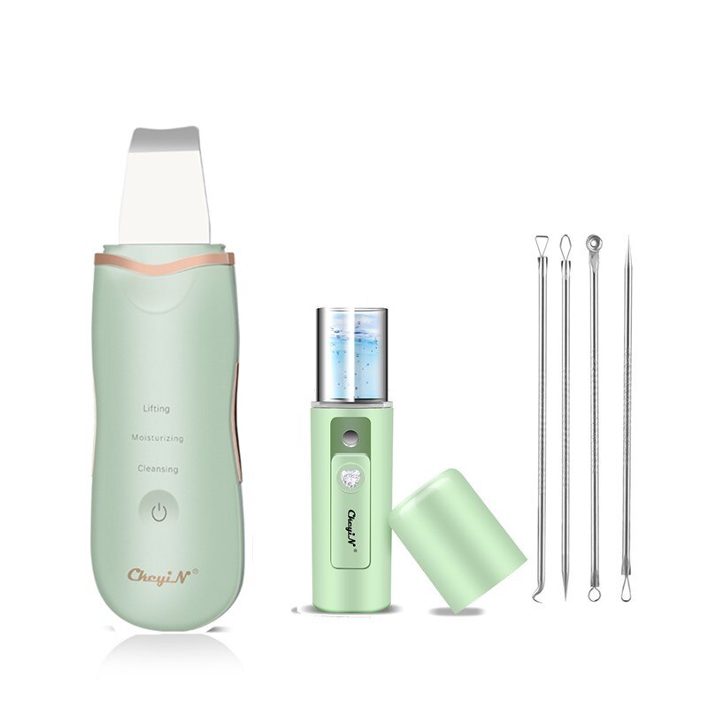 CkeyiN Ultrasonic Skin Scrubber Spatula Facial Blackhead Removal Pore Cleaner Exfoliator Face Deep Cleaning + Mini Nano Mister50