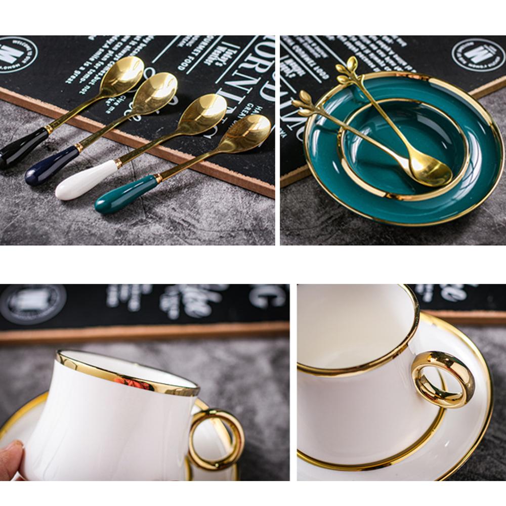 Skandynawska minimalistyczna zestaw filiżanek robić kawy złota granica wzmocniona porcelana trzyczęściowy kubek spodek łyżka kolor pudełko opakowanie CZY9001