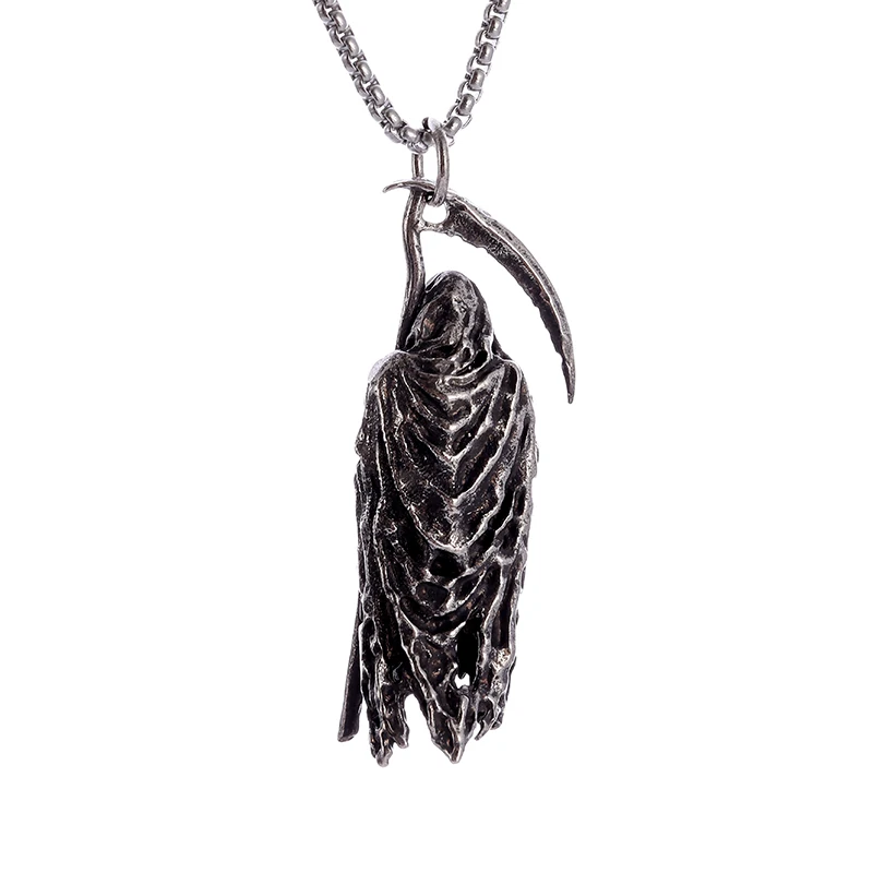 Collar gótico Vintage de la guadaña de Reaper, colgante del diablo fantasma de la vida, personalidad de los hombres, tendencia de Halloween, de joyería