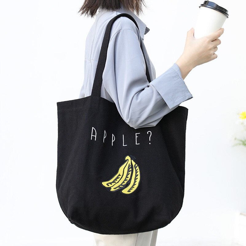 Grote canvas handtas, eenvoudige katoenen tas met grote capaciteit voor vrouwen, herbruikbare boodschappentas, shopper, hobo: Zwart