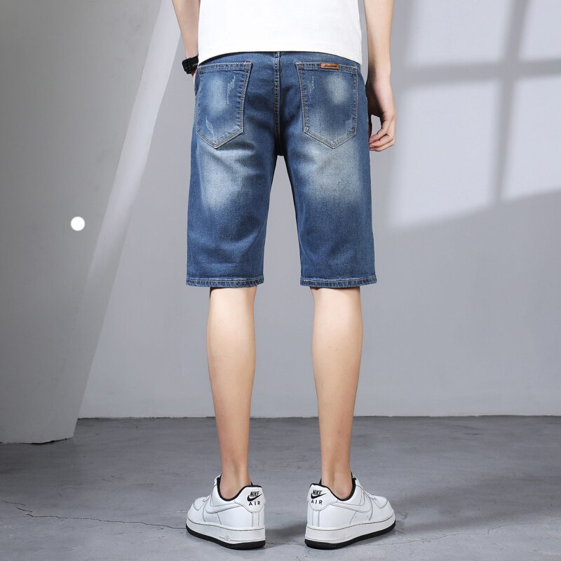 Babyhug Denim Above Knee Length Washed Bermuda With Stretch - Blue