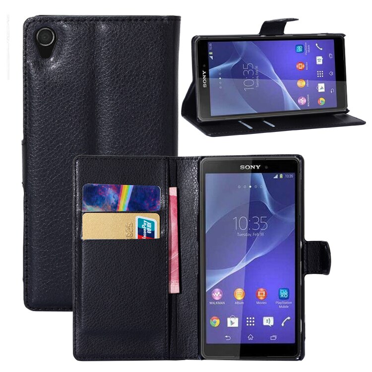 Tarjeta de funda de cartera titular del soporte teléfono casos para Sony Xperia Z3 D6603 D6633 de cáscara protectora de la Caja