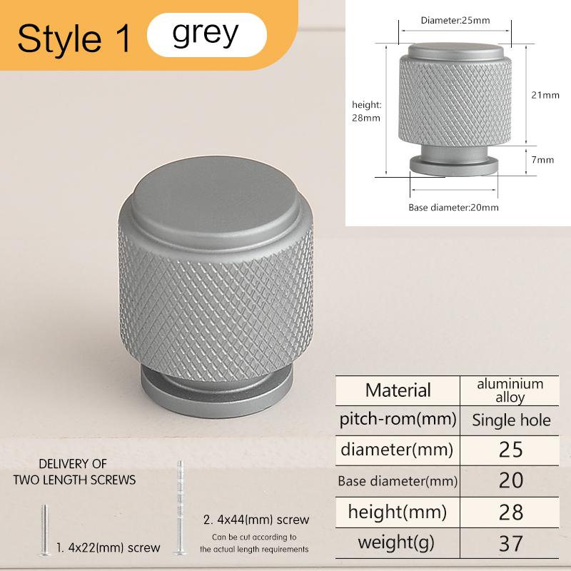 Round Furniture Handles Cupboard Door Cabinet Wardrobe Knob Cupboard Dresser Single Hole Handle Aluminium Alloy: 4XL / Silver