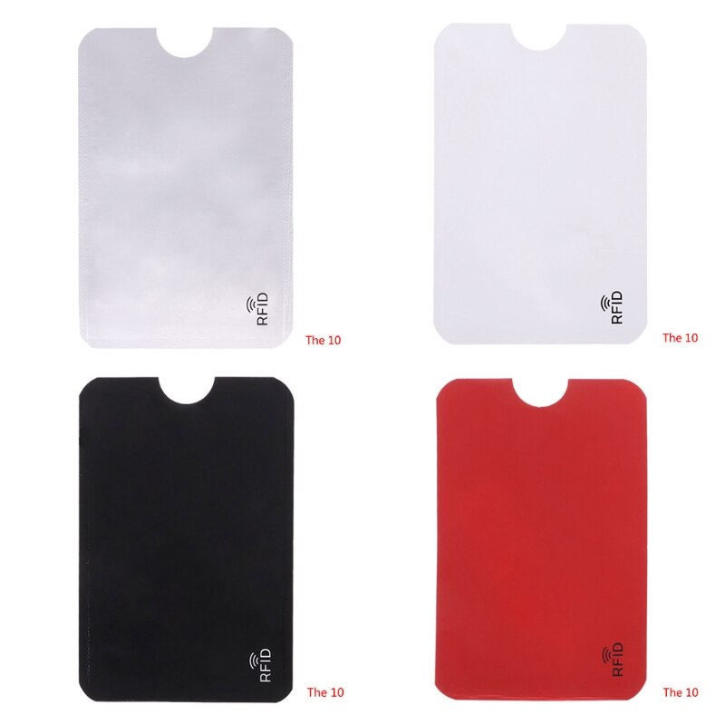 Protection des cartes de crédit Rfid, protection des cartes de crédit RFID à douille sécurisée à blocage Rfid, support d'identification, écran en aluminium 10 pièces