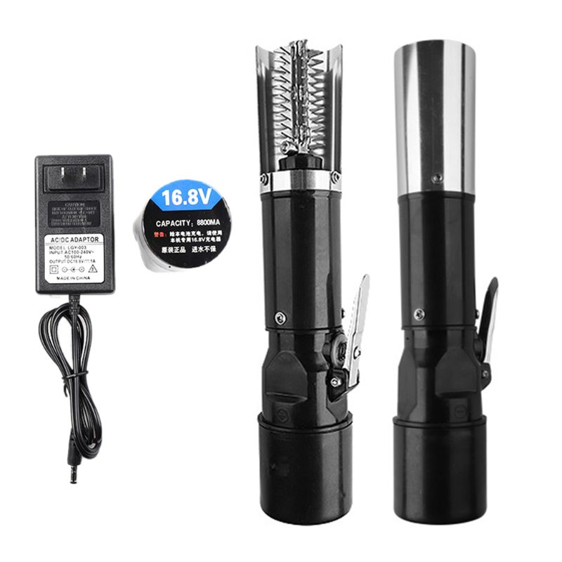 Electric Fish Scale Remover Cleaner Seafood Tool Stainless Steel Waterproof Cordless Automatic Scraper Kitchen Helper Cleaning B: Black-Plug-in