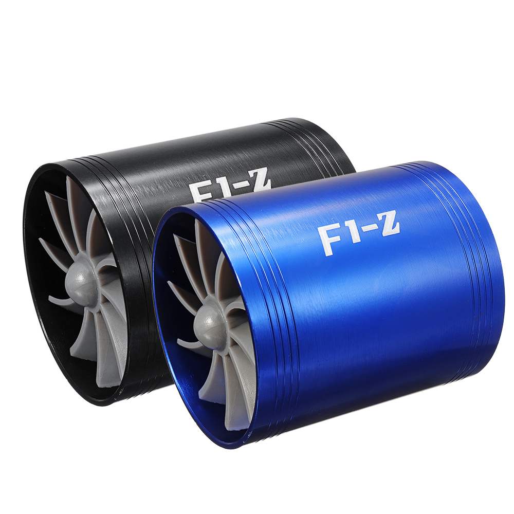Filtro de aire Universal para coche de 75x64mm, ventilador de admisión con doble hélice, supercargador de ahorro de Gas y combustible para turbocargador
